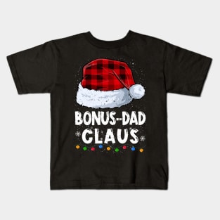 Bonus-Dad Claus Red Plaid Christmas Santa Family Matching Pajama Kids T-Shirt